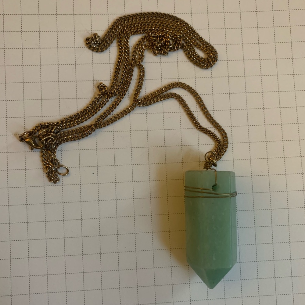 Jade stone long chain necklace